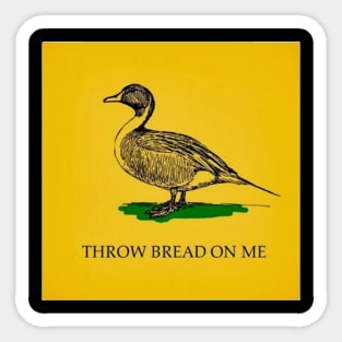 Throw Bread On Me Meme Sticker, Cute Yellow and Green Duck Funny Memes Sticker